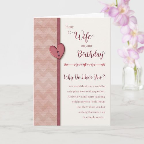 Birthday to Wife- Why Do I Love You? Card