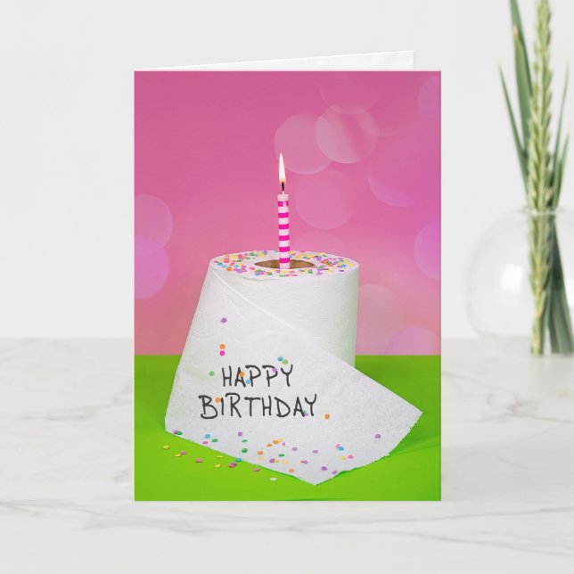 Birthday toilet paper with candle card (Front)