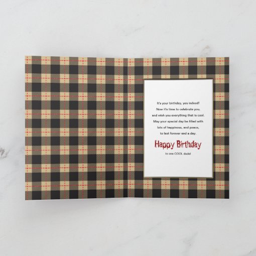 Birthday Tough Guy Masculine Brown Plaids Card Zazzle