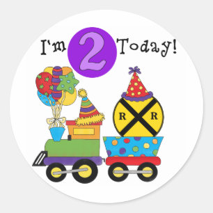 Birthday Train 2nd Birthday T-shirts and Gifts Classic Round Sticker