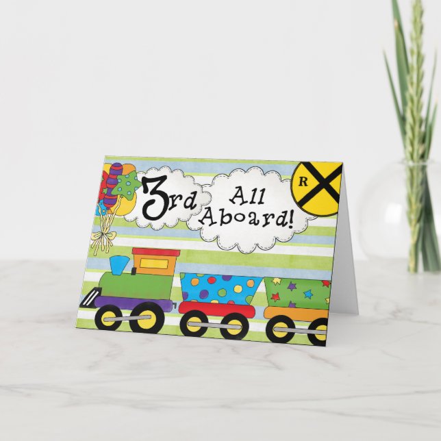 Birthday Train 3rd Birthday Invitations (Front)