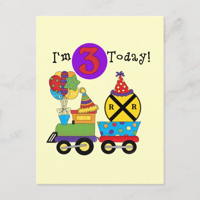 Birthday Train 3rd Birthday Tshirts and Gifts Postcard (Front)