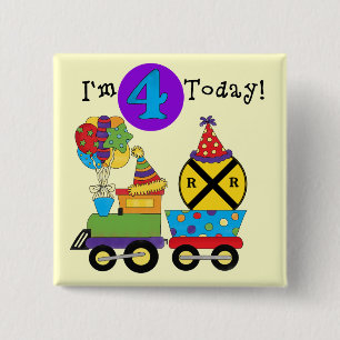 Birthday Train 4th Birthday Tshirts and Gifts Button