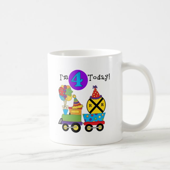 Birthday Train 4th Birthday Tshirts and Gifts Coffee Mug (Right)