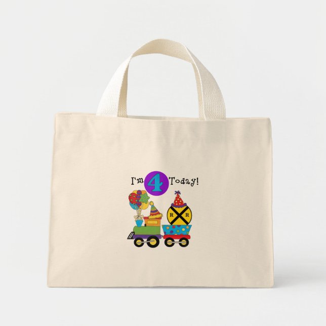 Birthday Train 4th Birthday Tshirts and Gifts Mini Tote Bag (Front)