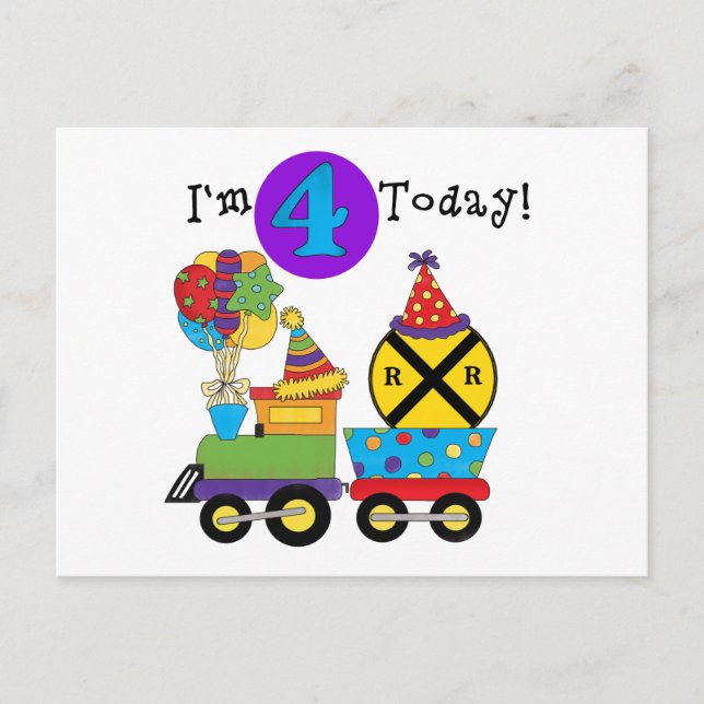Birthday Train 4th Birthday Tshirts and Gifts Postcard (Front)