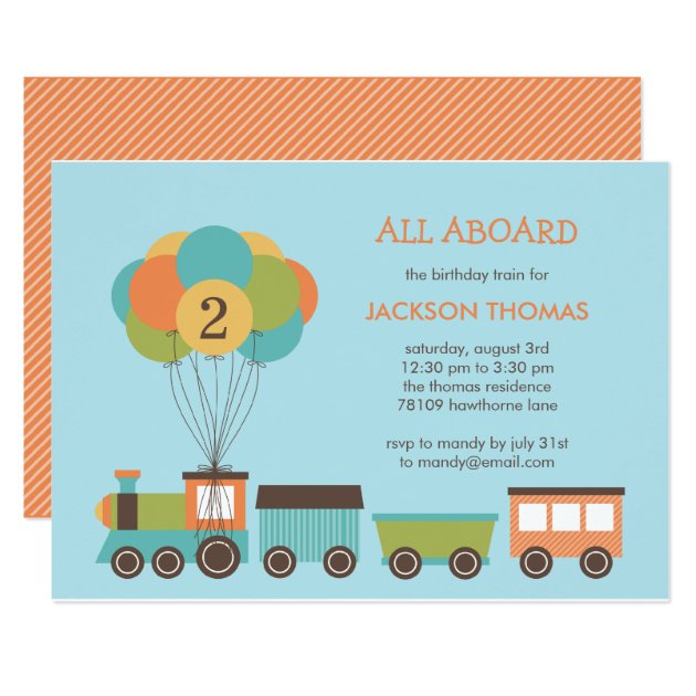 Birthday Train Birthday Party Invitation