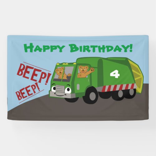 Birthday Trash Truck Banner