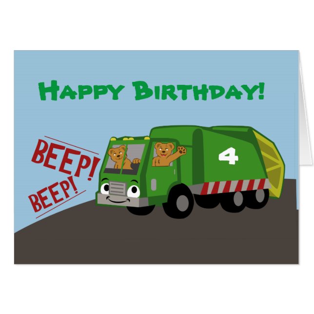 Birthday Trash Truck Big Card (Front Horizontal)