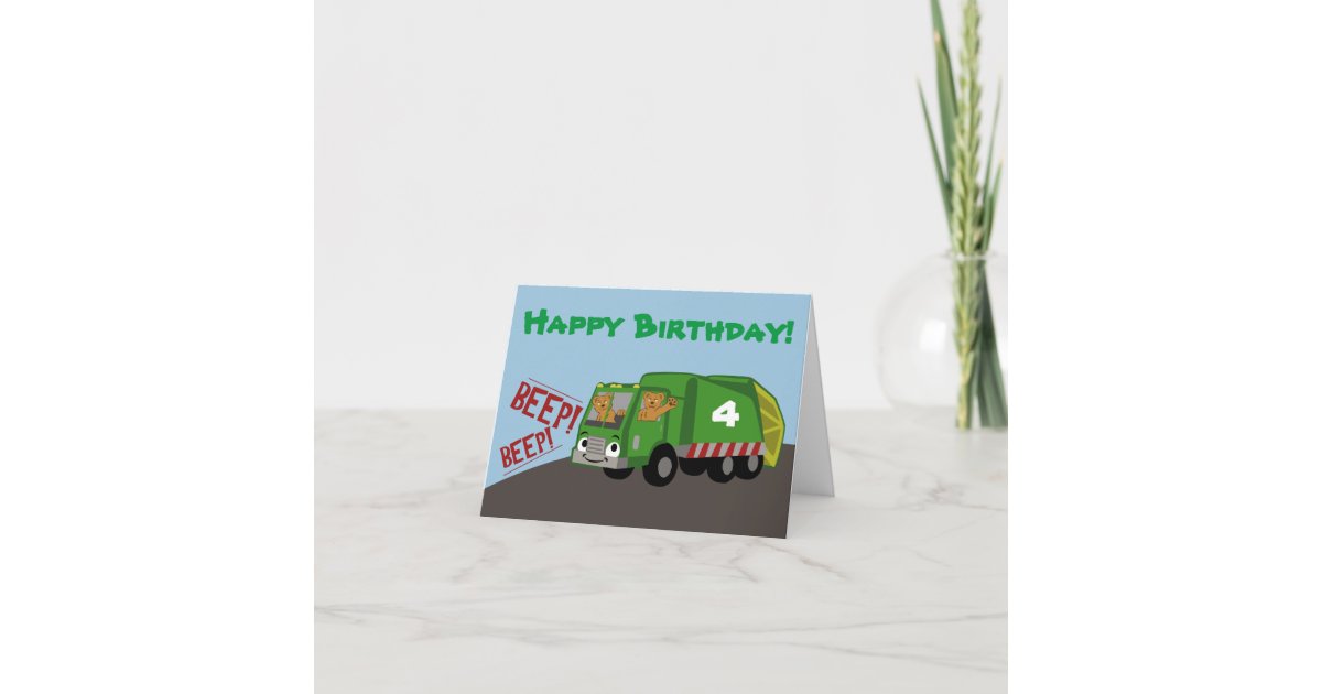 Birthday Trash Truck Card | Zazzle