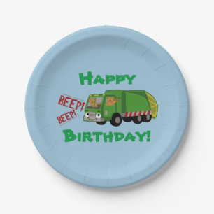 Birthday Trash Truck Paper Plates