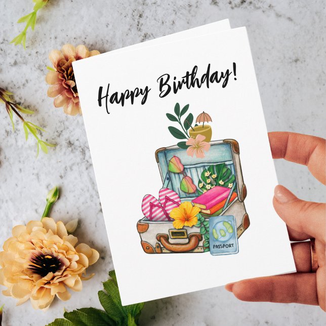 Birthday Traveling Mom Suitcase Fun Cute Photo Card (Creator Uploaded)