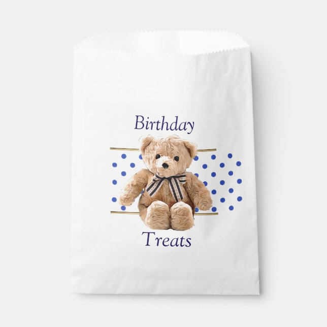 Birthday Treats Teddy Bear Candy Favor Bags (Front)