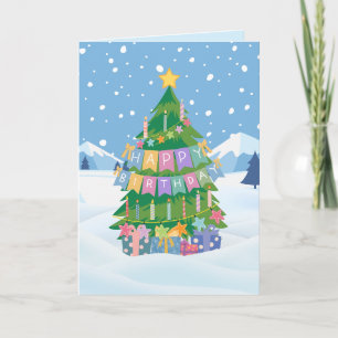 Birthday Tree Card - Merry Christmas & Birthday 