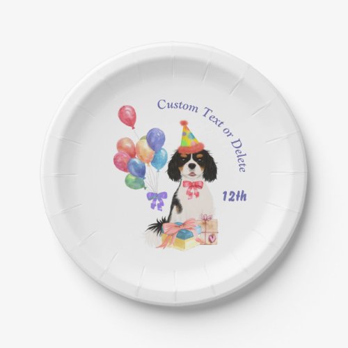 Birthday Tri Color Cavalier King Charles Spaniel   Paper Plates