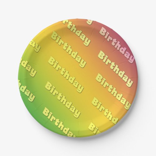 Birthday tricolor green paper plates