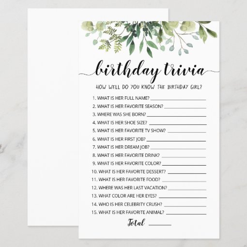 Birthday Trivia editable game | Zazzle