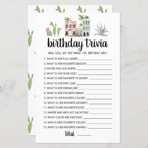 Birthday Trivia editable game | Zazzle