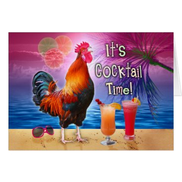 Birthday Tropical Funny Rooster Cocktails Beach Card Birthday Tropical Funny Rooster Cocktails Beach Card