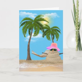 Birthday Tropical Sandman With Palms Card by dryfhout at Zazzle