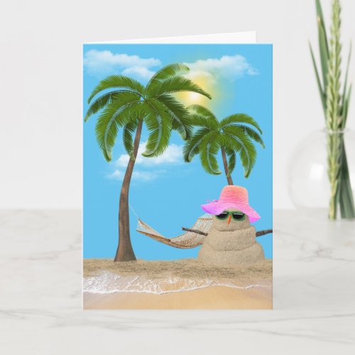 Birthday Tropical Sandman With Palms Card