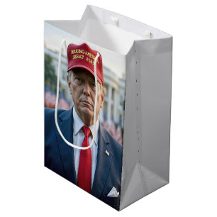 Birthday Trump With Red MAGA Hat Medium Gift Bag