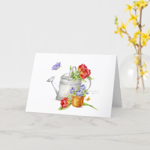 Birthday Tulip Watering Can Bright Blessings Card