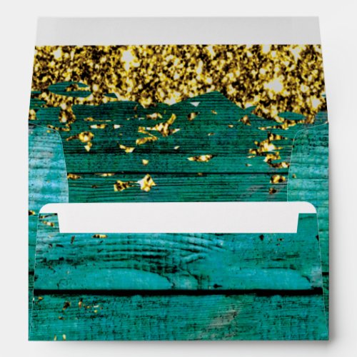 Birthday Turquoise Green Rustic Gold Glitter Envel Envelope