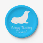 Birthday Turquoise Sea Lion 4Frankie (Name) Paper Plates