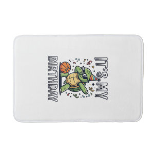 Birthday Turtle Basketball Party Vector Design_1 Bath Mat