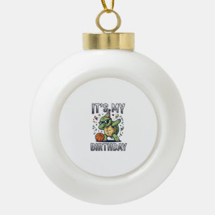 Birthday Turtle Basketball Party Vector Design_1 Ceramic Ball Christmas Ornament