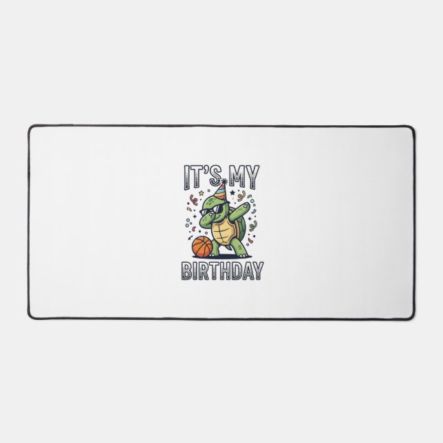 Birthday Turtle Basketball Party Vector Design_1 Desk Mat (Front)