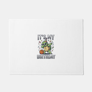 Birthday Turtle Basketball Party Vector Design_1 Doormat