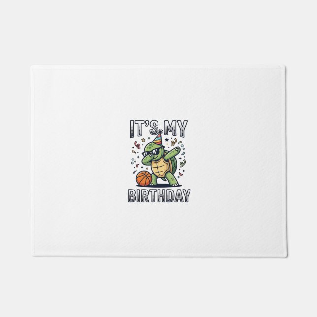 Birthday Turtle Basketball Party Vector Design_1 Doormat (Front)