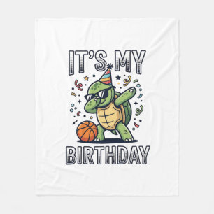 Birthday Turtle Basketball Party Vector Design_1 Fleece Blanket