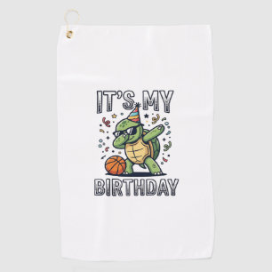 Birthday Turtle Basketball Party Vector Design_1 Golf Towel