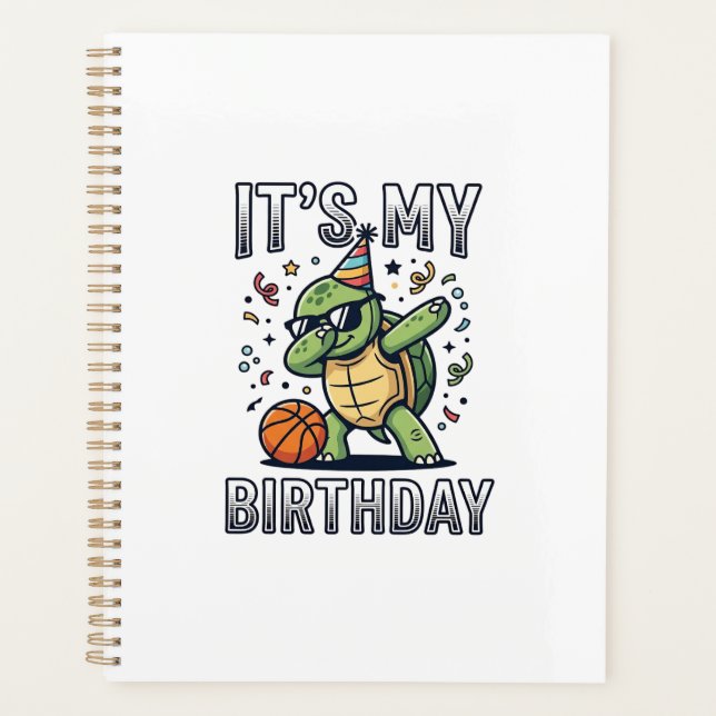 Birthday Turtle Basketball Party Vector Design_1 Planner (Front)