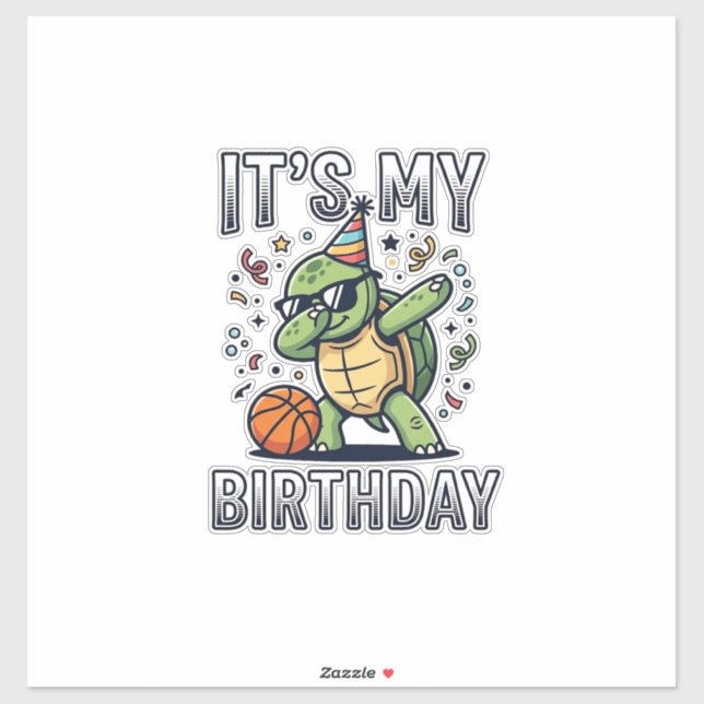 Birthday Turtle Basketball Party Vector Design_1 Sticker (Sheet)