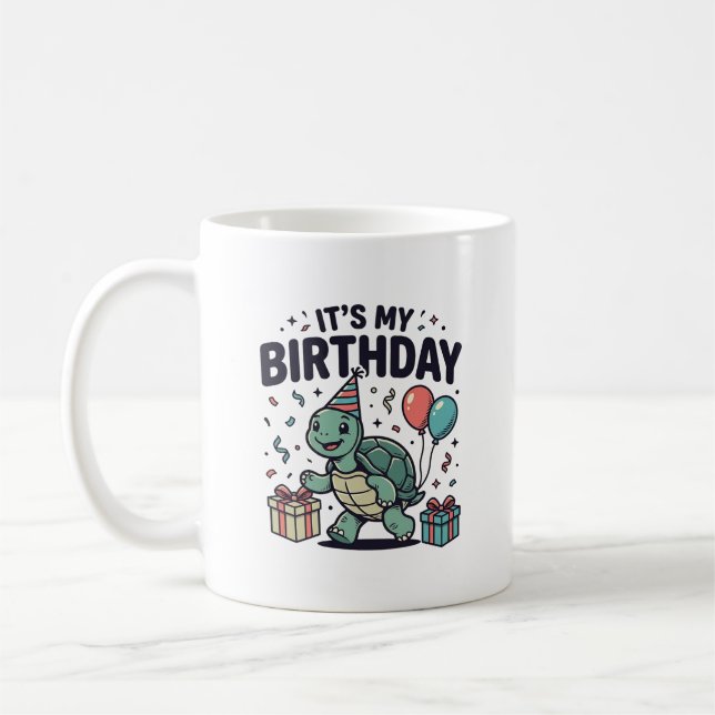 Birthday Turtle Party Vector Design_1 Coffee Mug (Left)