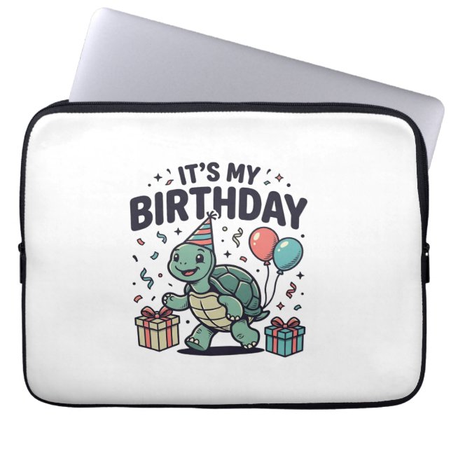 Birthday Turtle Party Vector Design_1 Laptop Sleeve (Front)