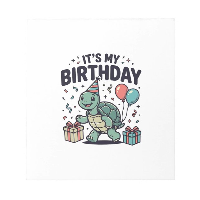 Birthday Turtle Party Vector Design_1 Notepad (Front)