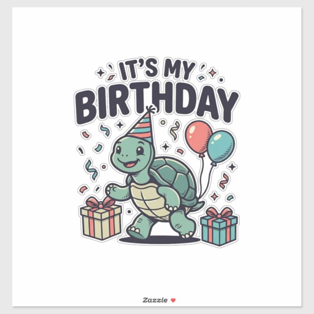 Birthday Turtle Party Vector Design_1 Sticker (Sheet)