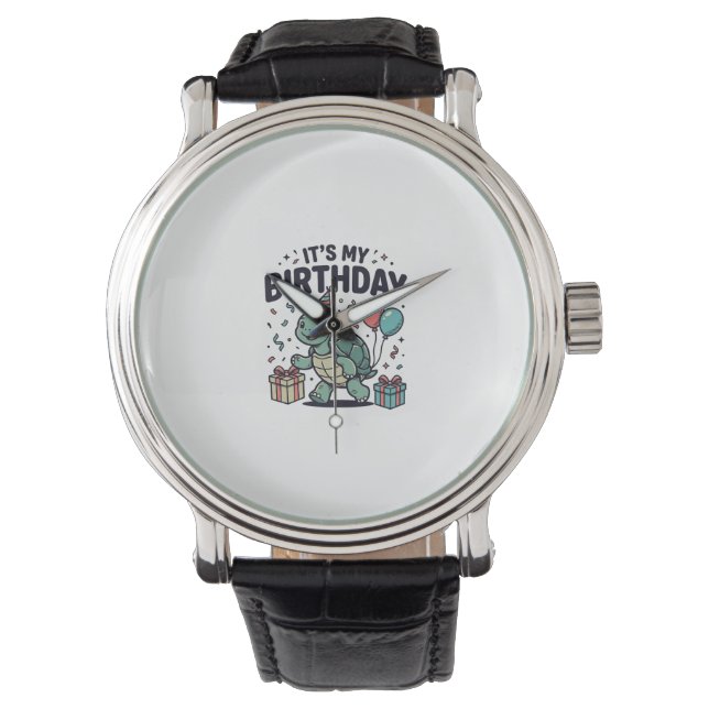 Birthday Turtle Party Vector Design_1 Watch (Front)