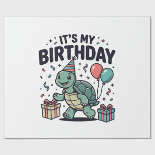 Birthday Turtle Party Vector Design_1 Wrapping Paper