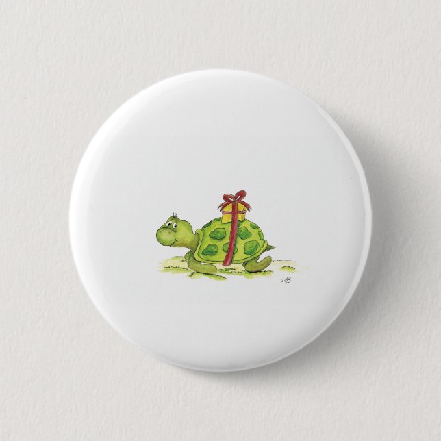 Birthday Turtle Pinback Button (Front)