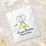 Birthday Twins Tennis Sports Congratulations Favor Bag<br><div class="desc">Two tennis rackets and tennis balls</div>