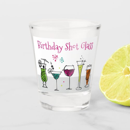 Birthday Typography Drinks Alcohol Cocktails Retro Shot Glass