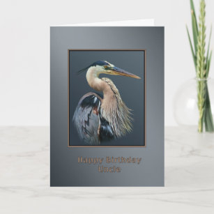 Birthday, Uncle, Great Blue Heron Bird, Card