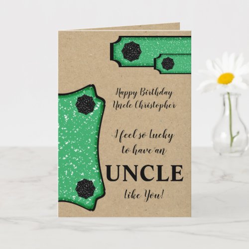 Birthday Uncle make a wish rustic brown green Card