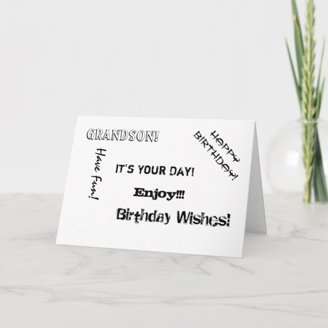 Birthday, Uncle, words for a grandson. Card (Front)